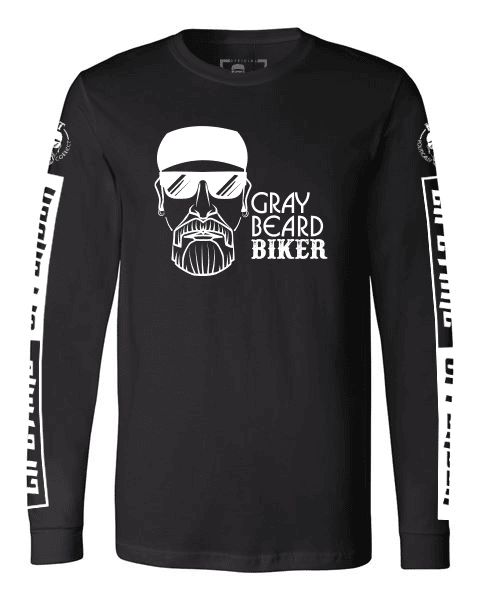 Gray Beard Biker Logo Long Sleeve Tee