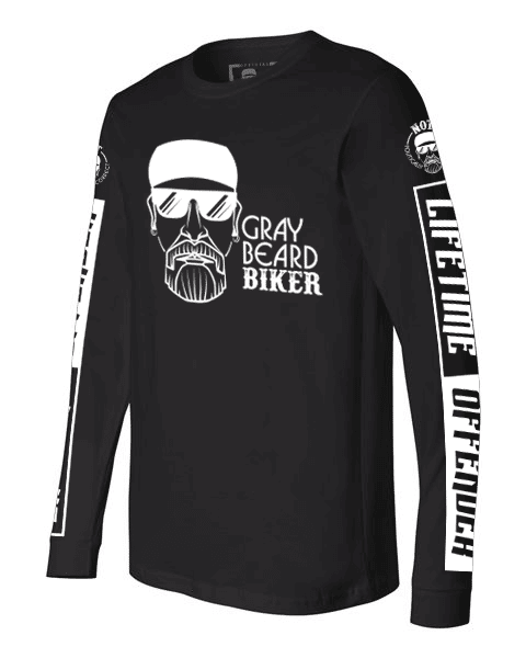 Gray Beard Biker Logo Long Sleeve Tee - Image 2