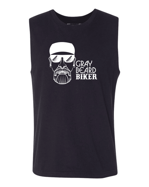 Gray Beard Biker Logo Sleeveless Muscle Tee