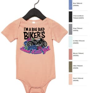 biker dad baby girl daughter onsie father