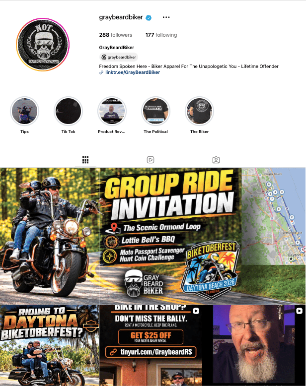 Gray Beard Biker Instagram page